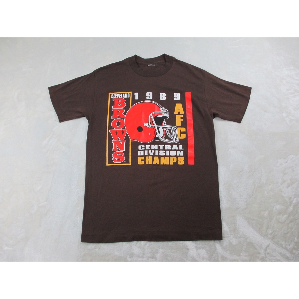 VINTAGE Cleveland Browns Shirt Mens Small Brown AFC Champs Football NFL 1989*‎